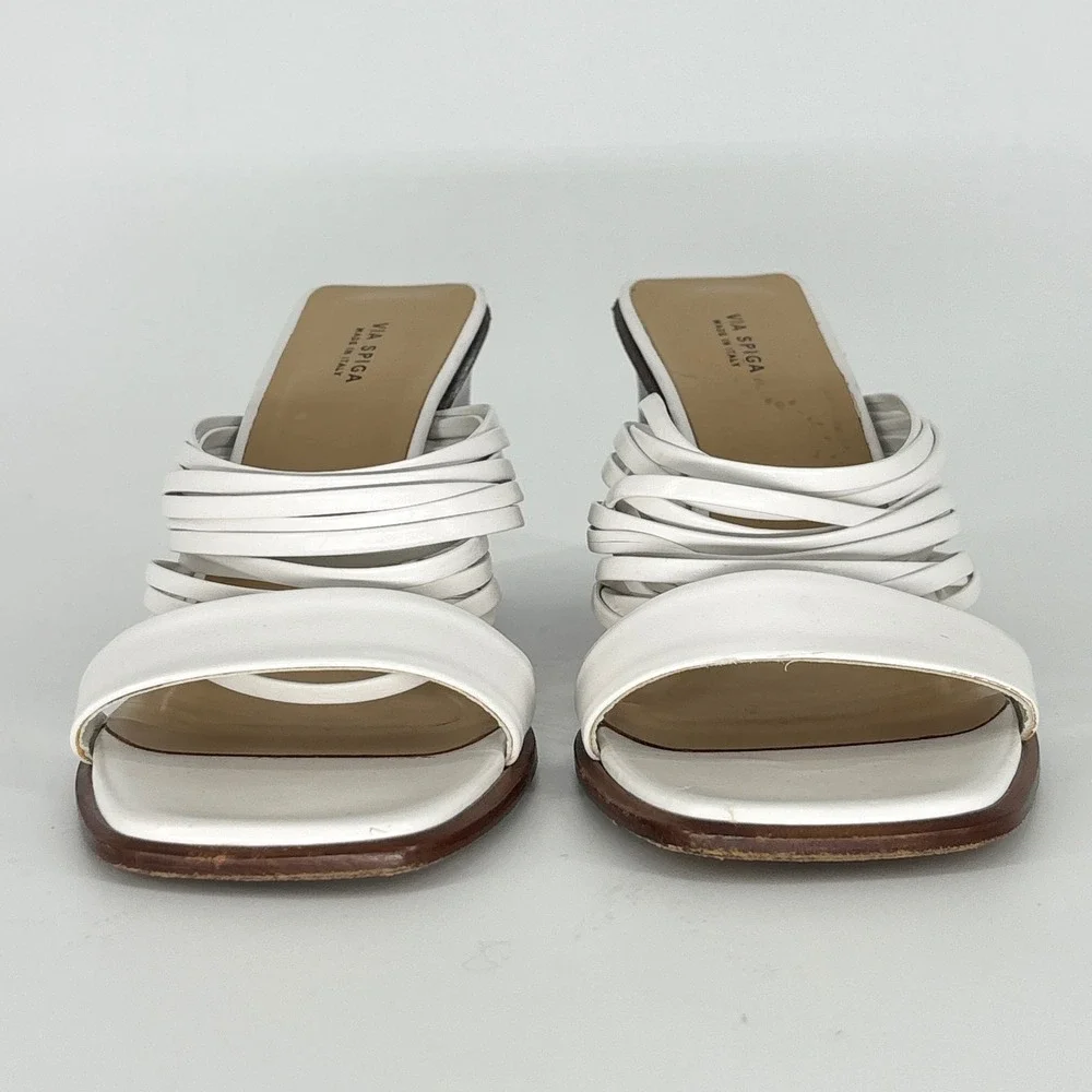 Via Spiga Mariam Block Heel Sandal Porcelain White Women Size 9 Strappy Open Toe